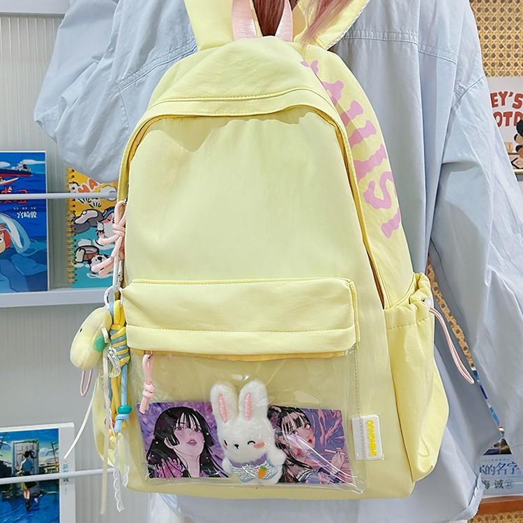 Schoolbag Japanese student travel schoolbag Mori simple letter backpack large capacity light commute solid color backpack versatile