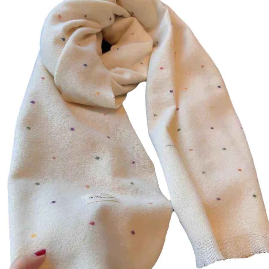 Rainbow Candy Beans Ideas Atmosphere Yarn New Korean Version Scarf Women's Winter Sweet Tassel Warm Imitation Cashmere Scarf