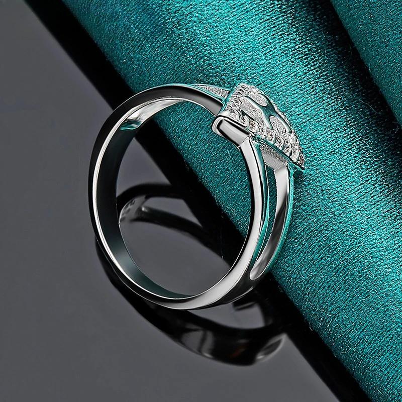 925 Sterling Silver Triangle 7-10# Ring for Women Wedding Party Gift Fashion Charm Jewelry