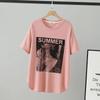 T-shirt Women  Summer Casual Large Size Loose Round Neck Pullover Short-sleeved Tops