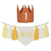 Handmade 1St Birthday High Chairs Banners Birthday Decoration for Baby Boys Girls with Garlands Crown Hat Photoshoots Props