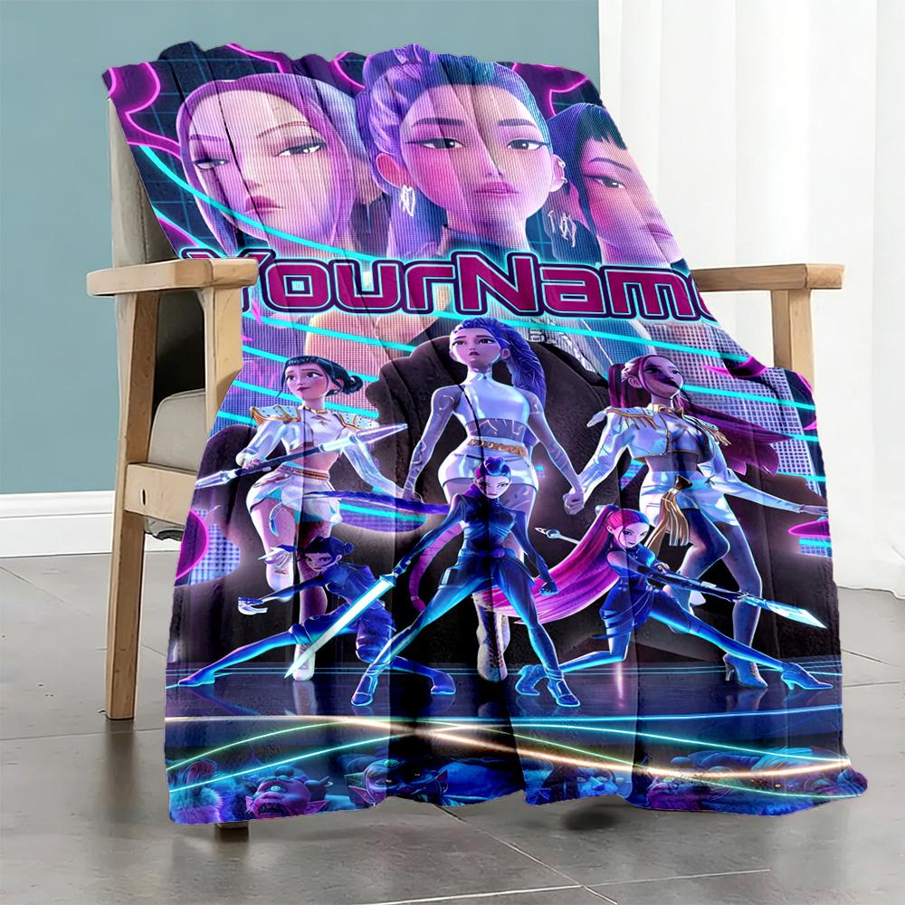 Demon Hunter Girls 7 Customize Text Blanket Lightweight Customizable Blanket Durable Comfort Great for Seaside Picnics Home Decor Sofa All-Season Use
