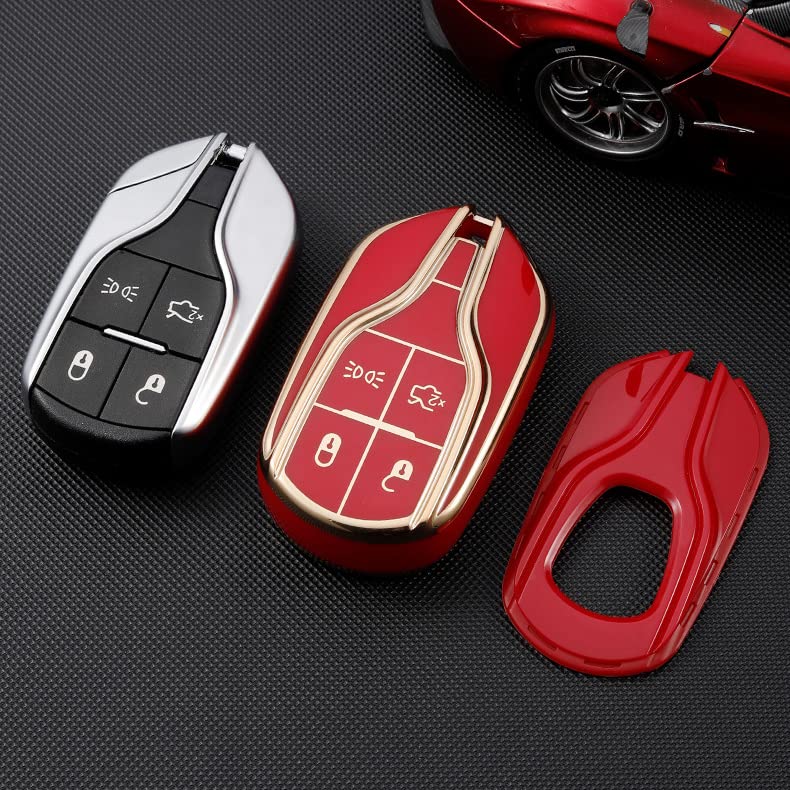 SANRILY Inteligentny Kluczyk Kluczyk Kluczyk Ochrona dla Maserati Premium TPU Silikonowe Etui, Uchwyt, Pokrowiec, Ghibli, Levante, Quattroporte, itp., Ochrona,