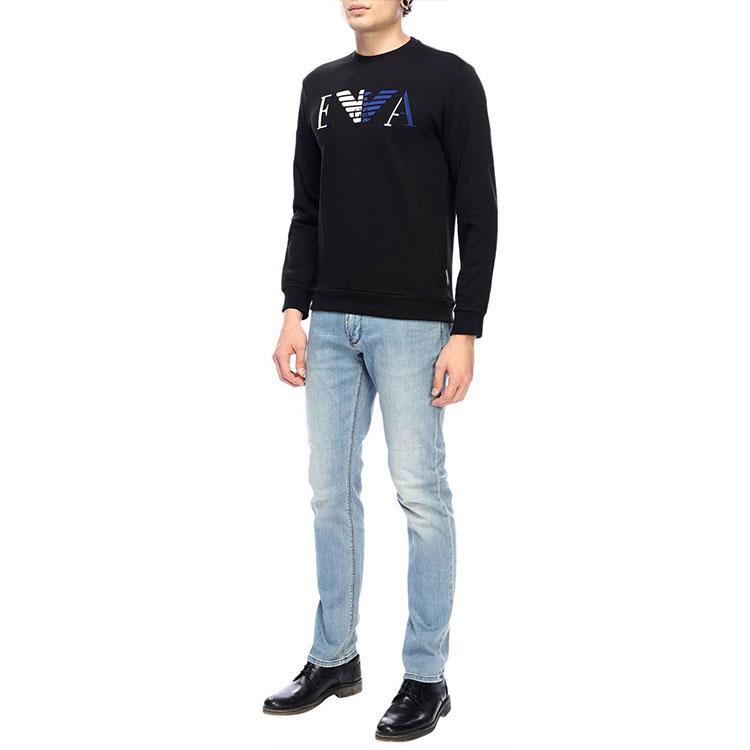 Emporio Armani Sweatshirts Men's Black Crew Neck Moderate Regular 6Z1MB3-1J07Z-0999