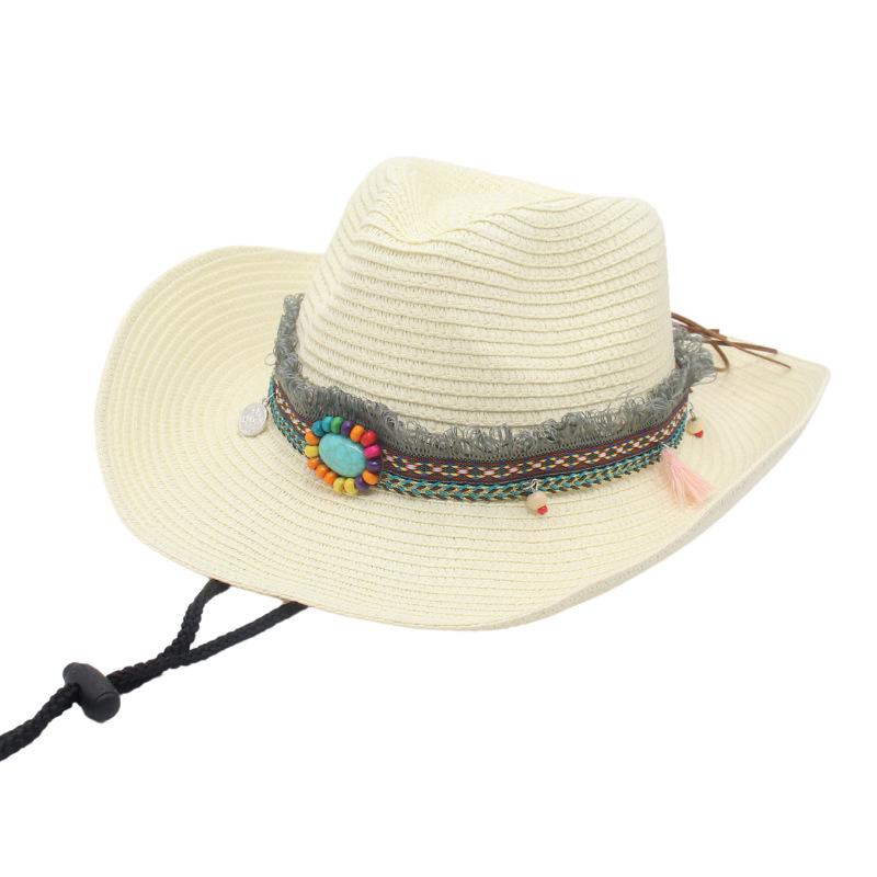 Internet Celebrities With Western Cowboy Straw Hat Outdoor Outing Sunshade Sunscreen Ethnic Wind Weaving Beach Hawaii Tibetan