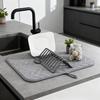 Foldable Dish Drying Mat Super Absorbent Microfiber Drain Pad Stackable Shelf Design Non-Slip Kitchen Counter Organizer for Drainage Storage