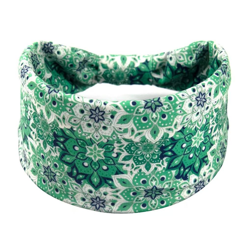 Boho Headband Mandala Flower Hair Band Stretch Sweat-wicking Bandeau for Women with Wide Brim
