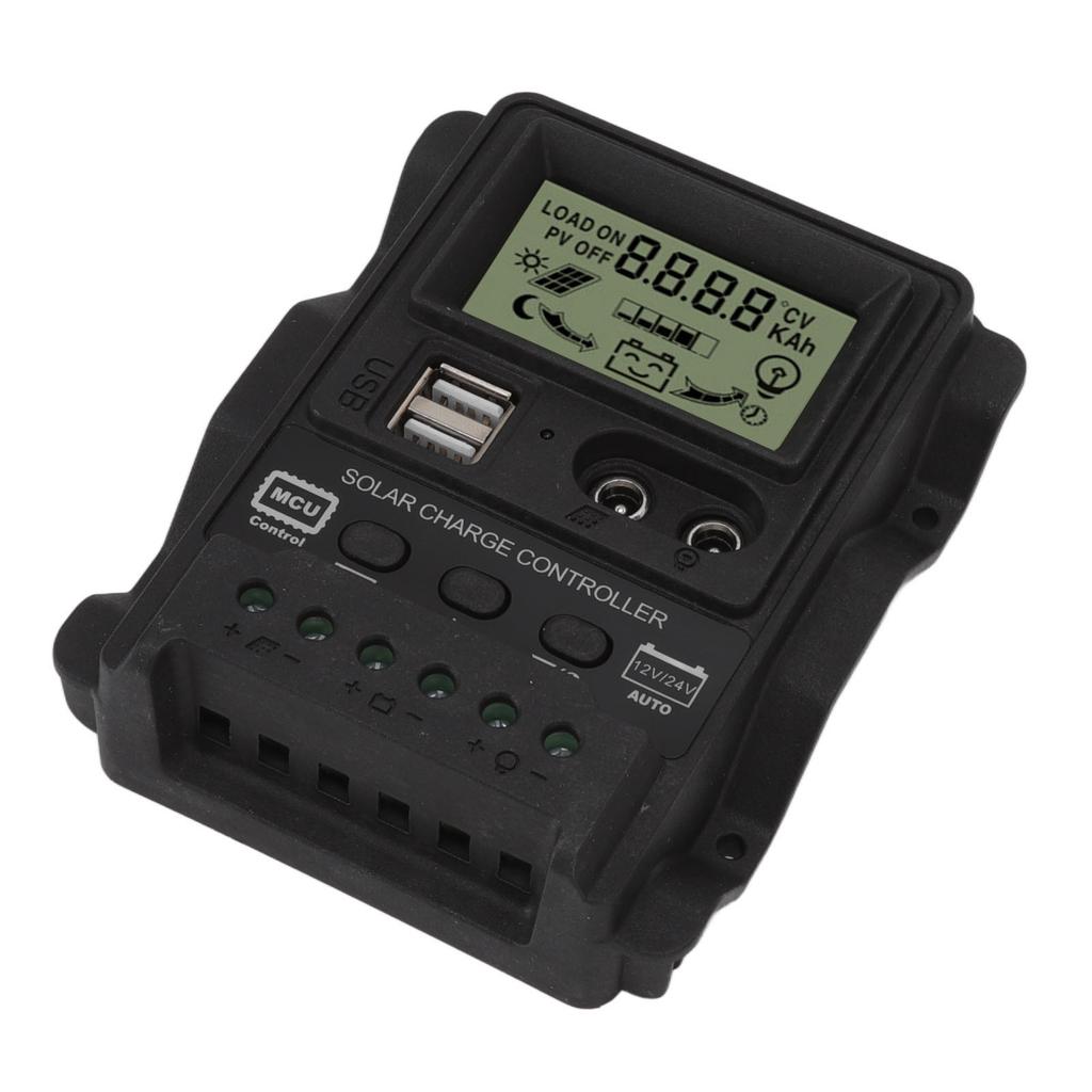 K1688 Solar Charge Controller PWM Dual DC with Black Shell Solar Panel Regulator for Home 20A