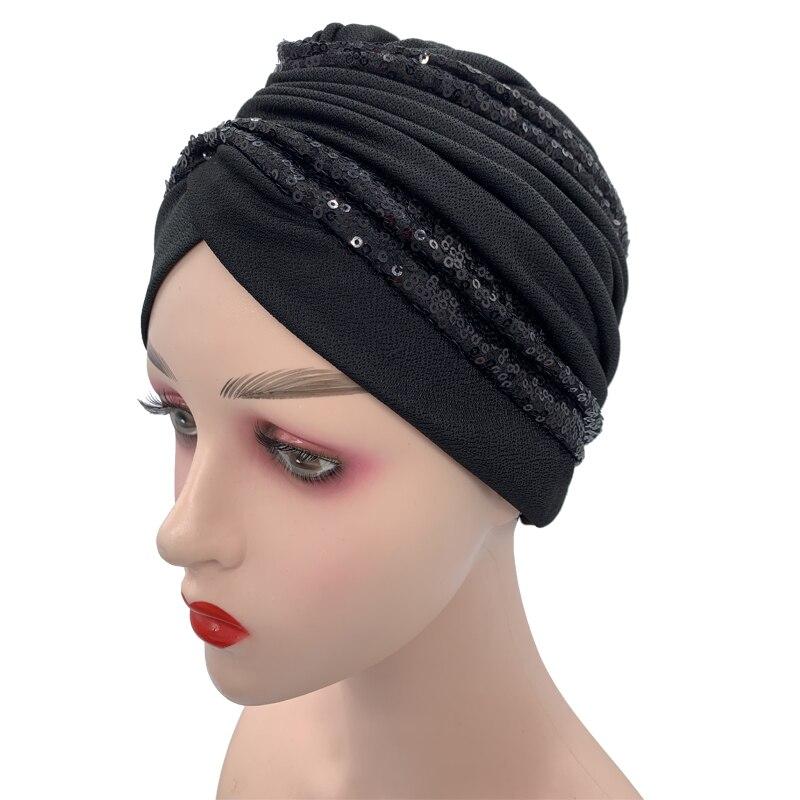 Fashion Women Glitter Sequins Turban Hat