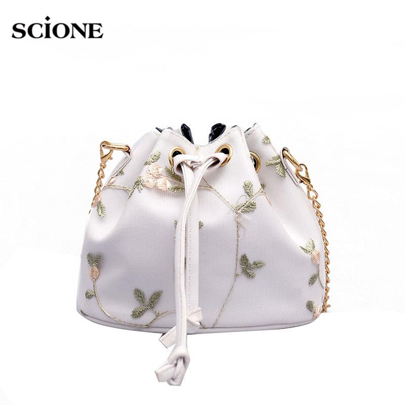 

Маленькая сумка SCIONE, женская летняя новая сумка-мессенджер с цепочкой на одно плечо, маленькая сумка-ведро со свежей вышивкой