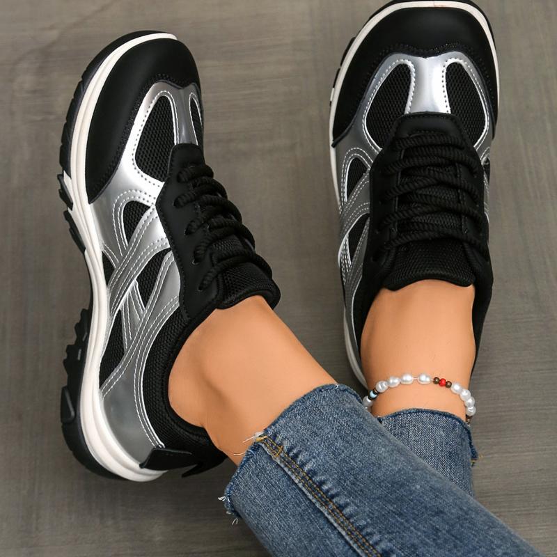 New Fashion Mixed Color Anti Slip Sports Shoes For Women In Spring Breathable Lace Up Comfortable Casual Shoes