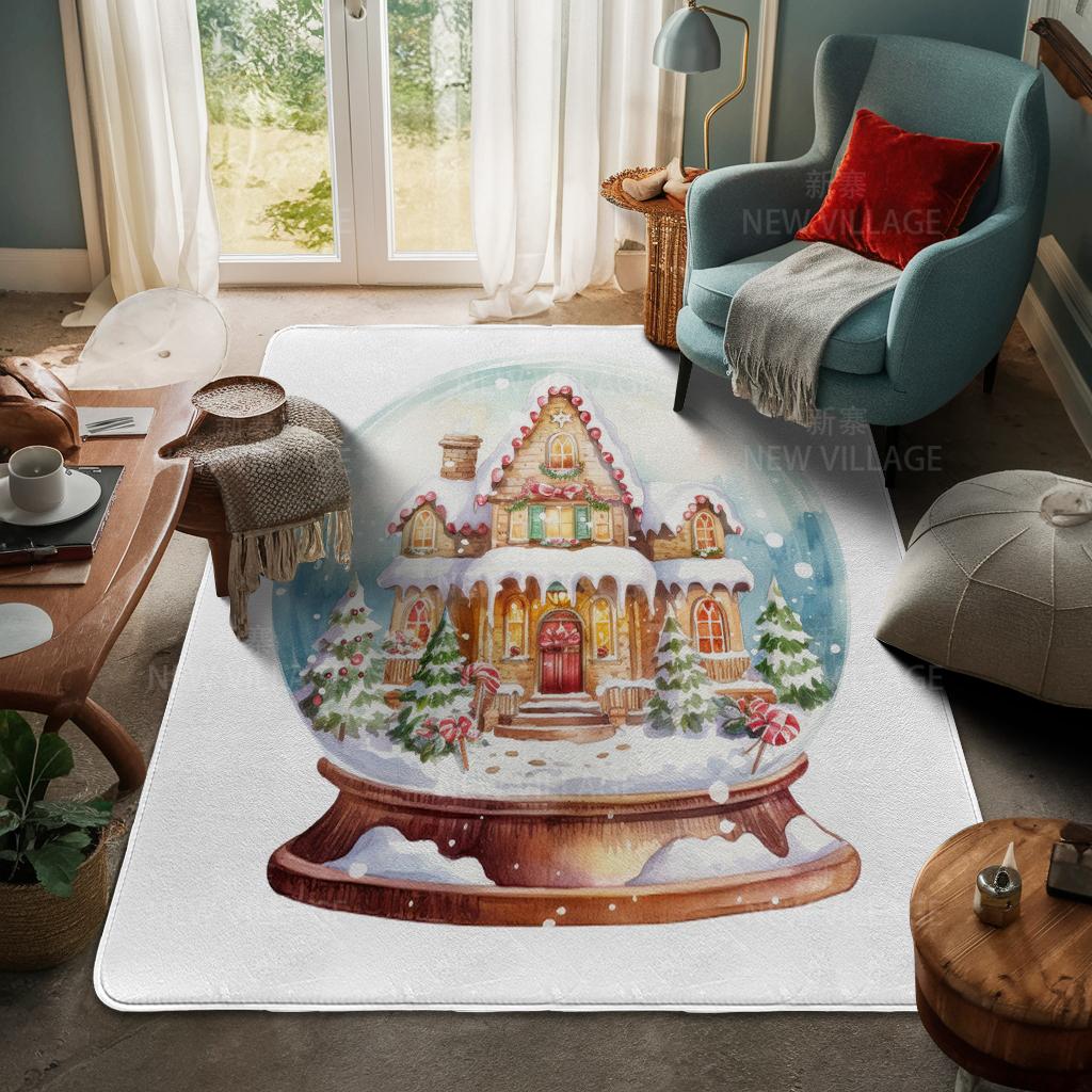 House Entrance Carpet Home Door Mat Living Room Bath Foot Bathroom Non-slip Water Absorption Rugs Bath Merry Christmas Winter