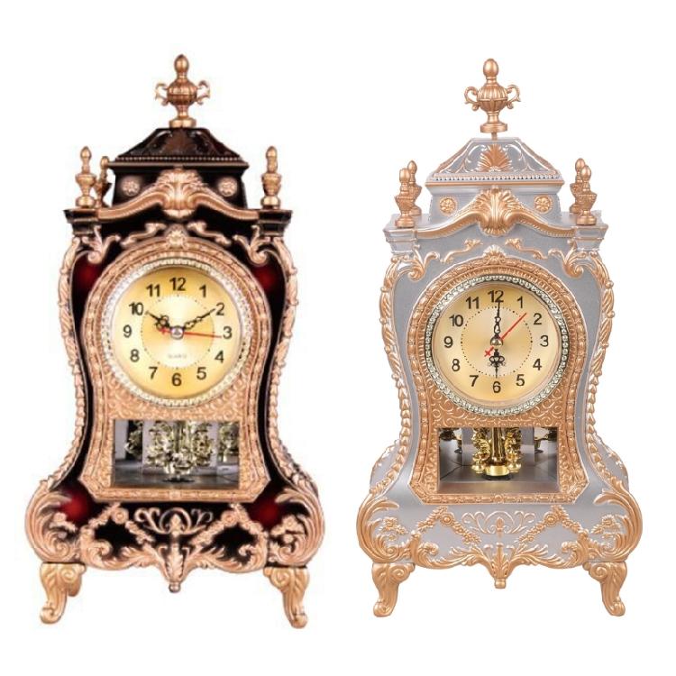 Carvings Antique Design Table Clock 12 Musical Alarms Mantels Clock with Chimes and Pendulum For Accurate Timekeeping