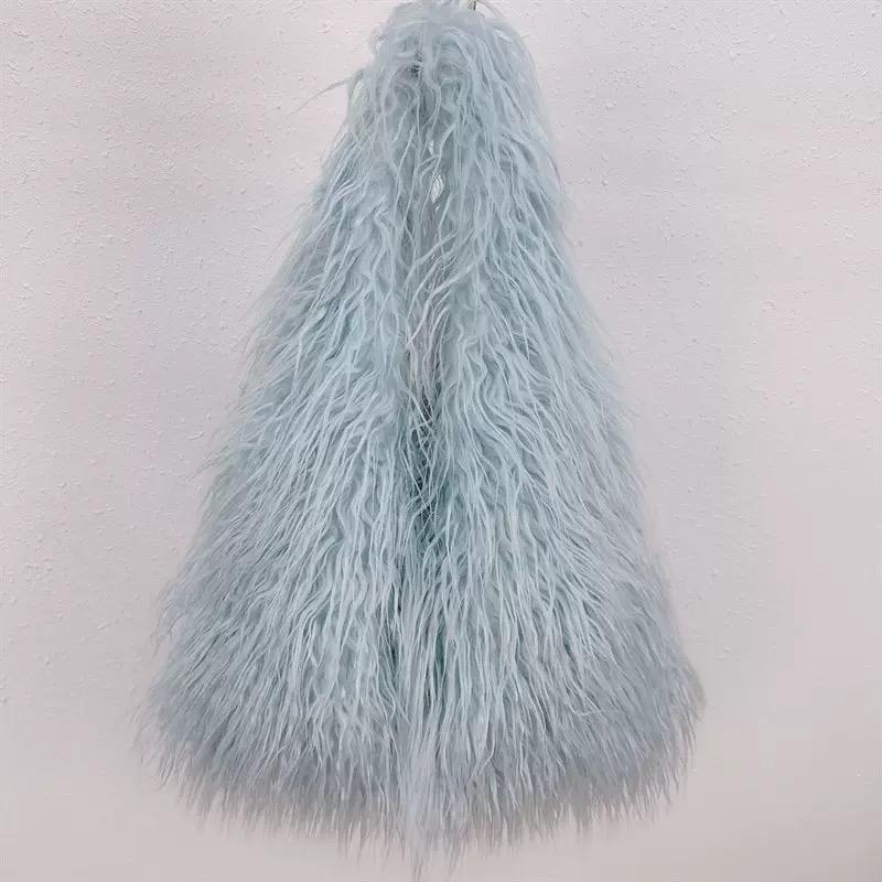 2025 NEW Wool Women's Plush Shoulder Bags Y2k Hot Girls Faux Fur Drawstring Bucket Bag Fashion Female Furry Purse Tote Handbags