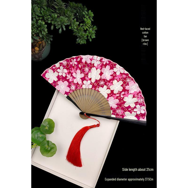 Portable Ancient Chinese Bamboo Folding Fan for Hanfu & Qipao - Gardenia Design