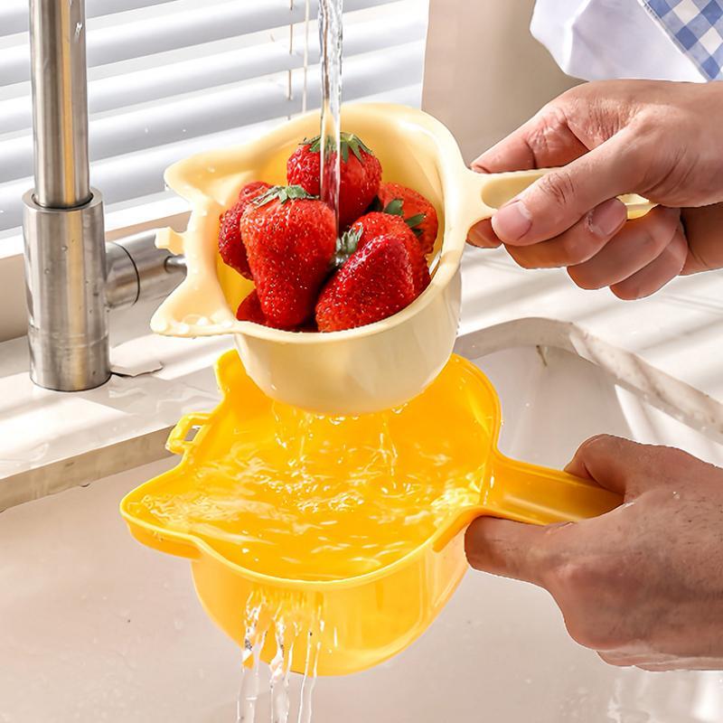 2-IN-1 Eco-Friendly Vegetable Fruit Cleaning Drain Basket Reusable Kitchen Strainer for Sustainable Home Living