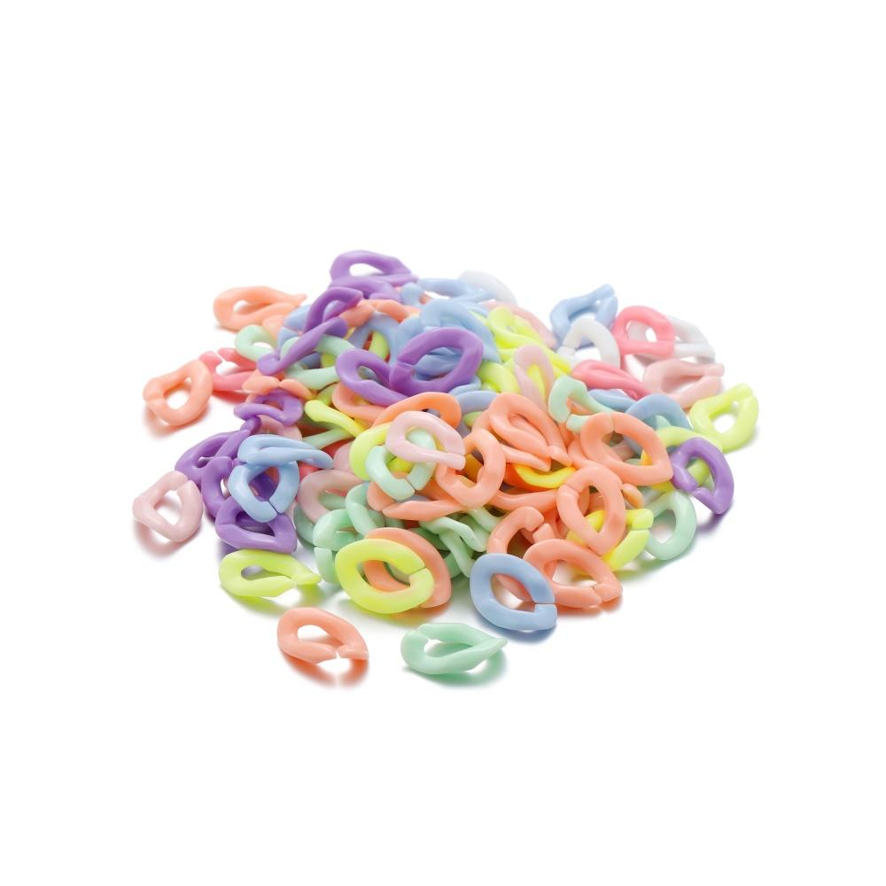 50/100Pcs Colorful Twisted Acrylic Link Chain Assembled Parts Beads for DIY Necklace Jewelry Making Findings Accessories