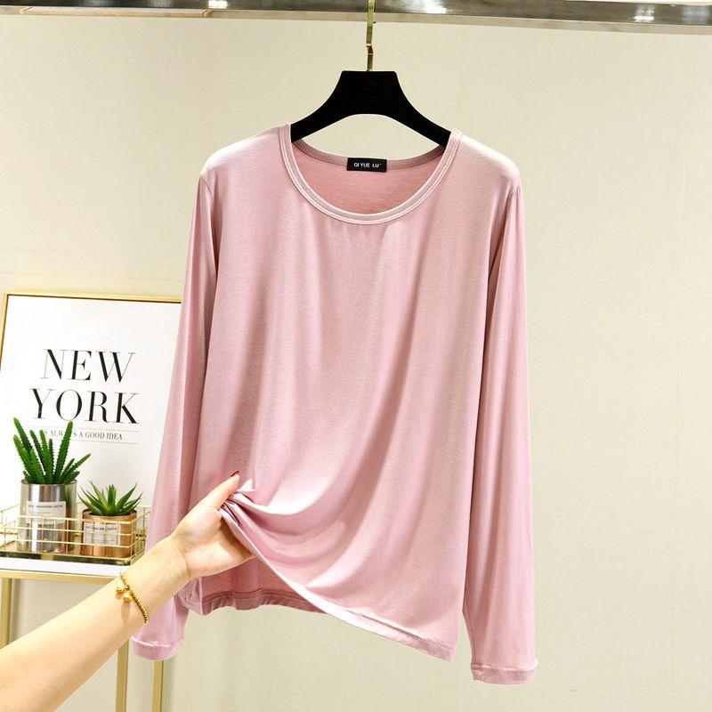 

Модальный плюс размер Утягивающая Тонкая Свободная Футболка с Длинным Рукавом Pink M (recommended 40.00 kg-55.00 kg