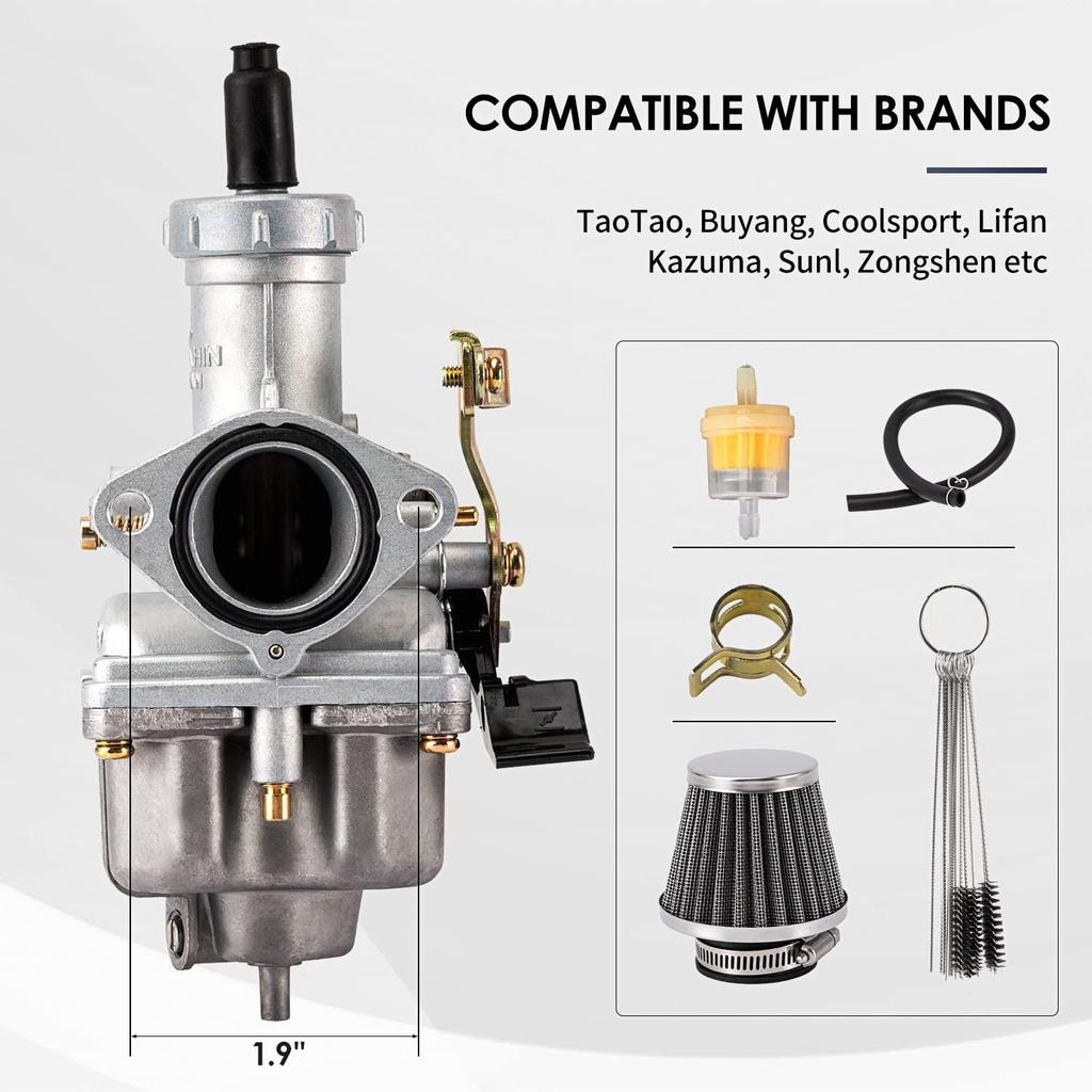 PZ27 Carburetor Fits For 4-Stroke CG 125Cc 150Cc 200Cc 250Cc ATV Go Kart Dirt Bike,Compatible With Taotao Sunl Buyang Coolsport Lifan Kazuma 27Mm