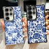 Blått och vitt porslinsmönsterpläteringsskal för Samsung Galaxy S24 S25 FE S26 Edge S23 Ultra S22 S21 Plus S20 Fallskydd