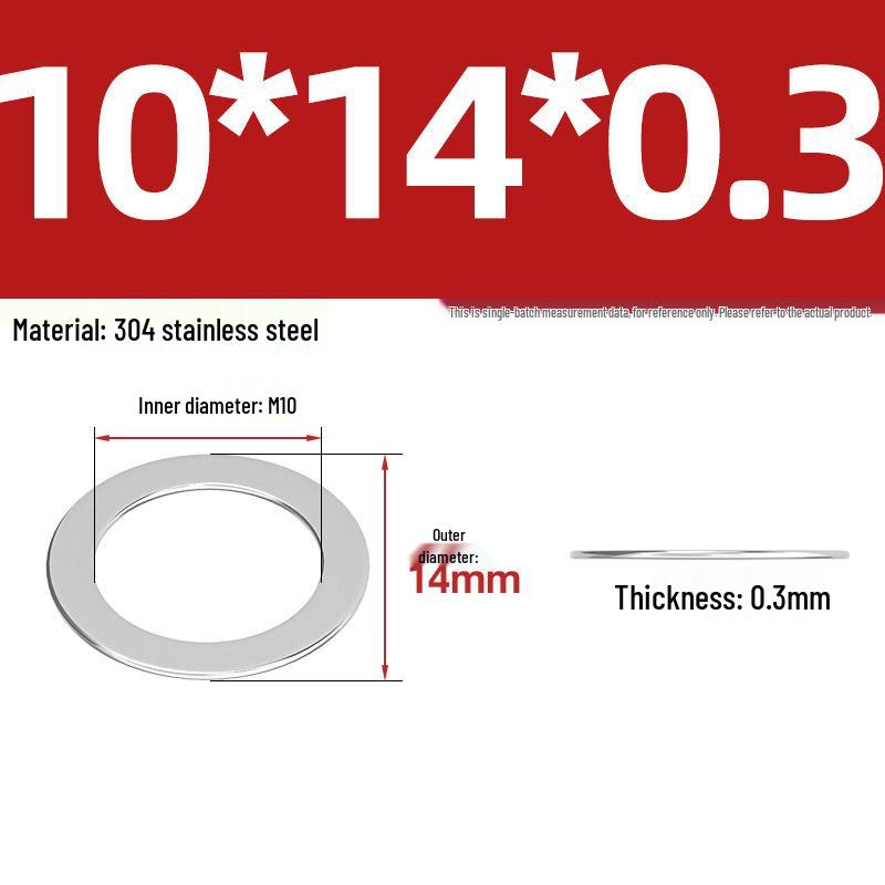 304 Stainless Steel Ultra-Thin Flat Washers - Available in Thickness: 0.1mm, 0.2mm, 0.3mm, 0.5mm
