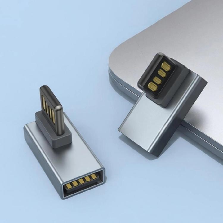 90°Angled USB Adapter Reversible Insertion Support Fast Charging and Data Transfer Connecting to Keyboards,Mouse,