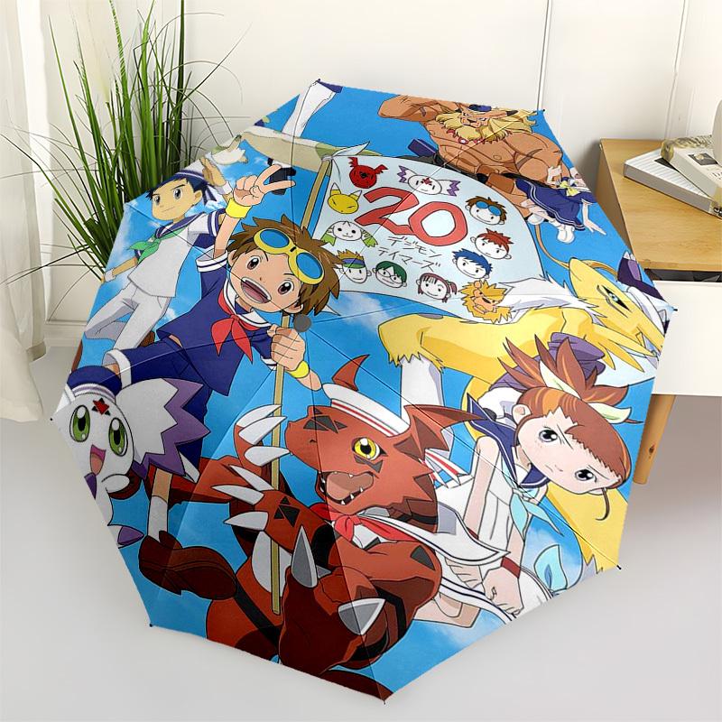 

1pc Digimon Adventure 20th Anniversary Edition Outdoor Umbrella - Automatic Opening/Closing, Portable Tri-Fold Design with 8-Rib Iron Frame - Perfect