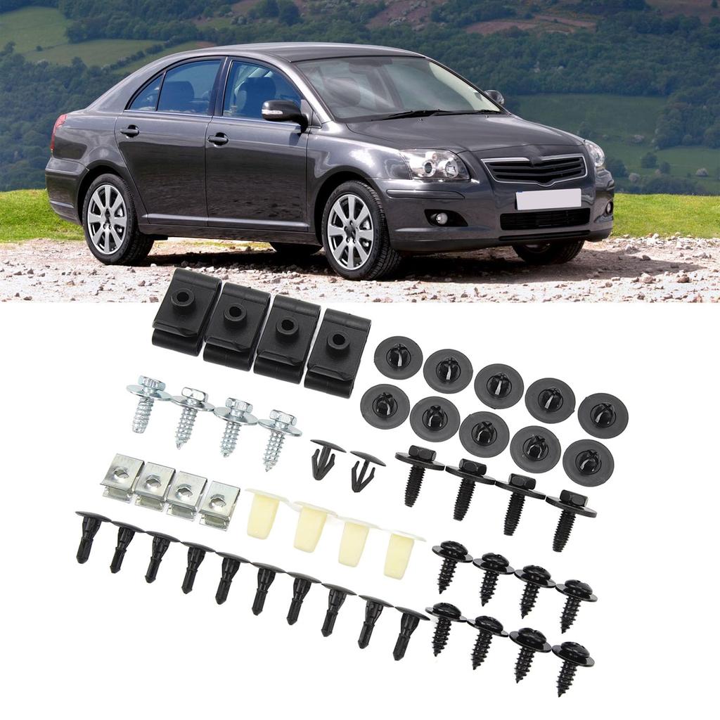 40pcs Car Undertray Clip Screws Compact Shockproof Engine Undercover Splash Shield Guard Body Bolt Replacement Avensis