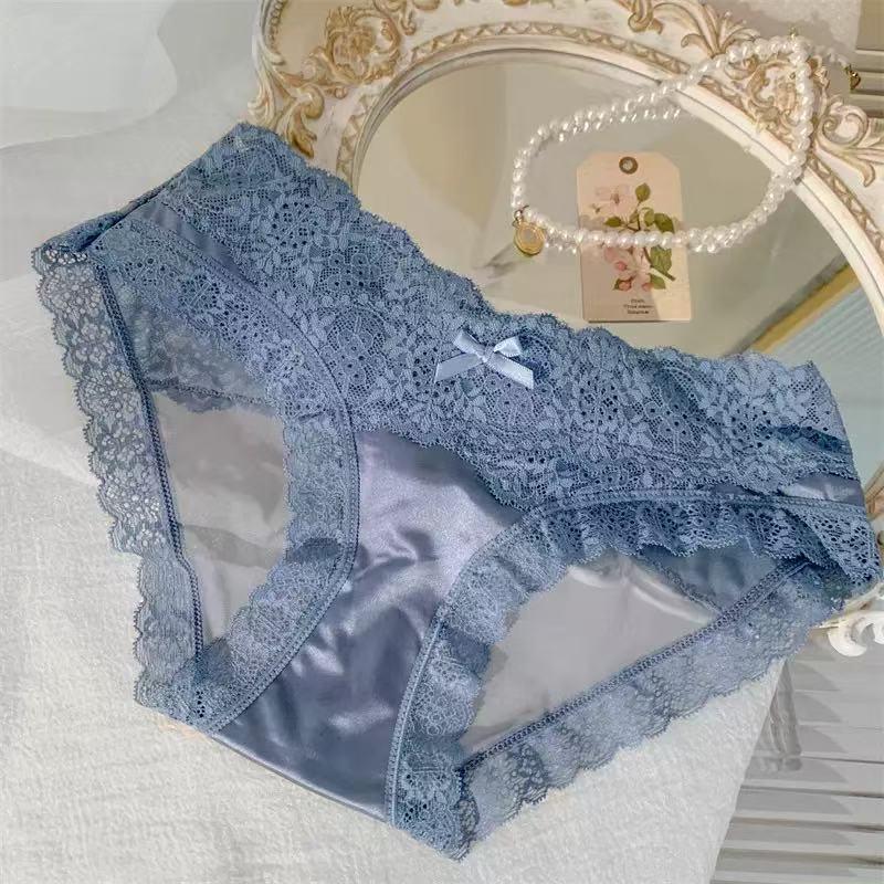 

Кружевные Прозрачные Трусы из Ледяного Шелка Средней Посадки для Женщин и Подростков - Сексуальный Стиль 2025 M (80-100 jin)