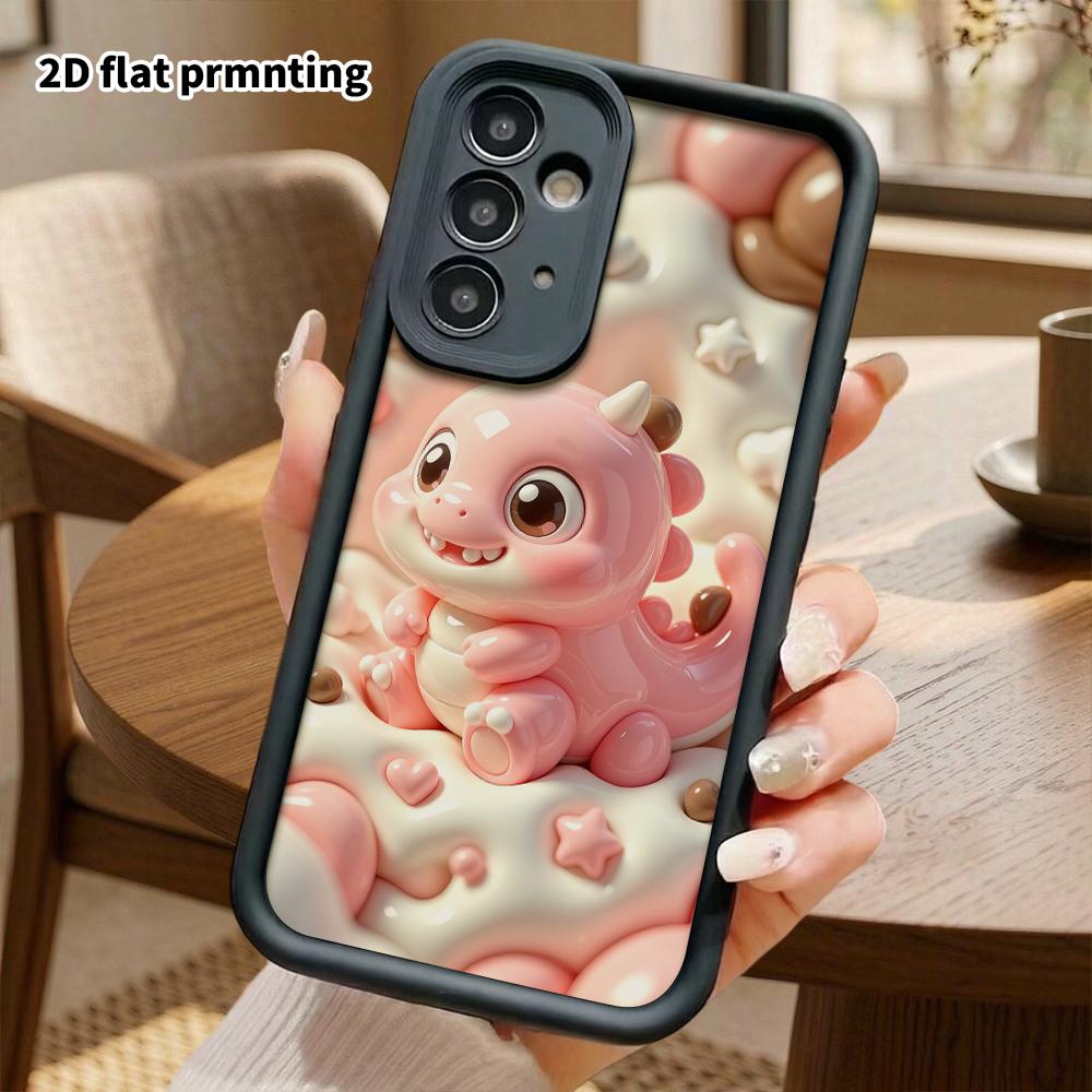 Phone case: 2D flat design suitable for Samsung Galaxy A34 A35 M05 M06 S20 S22 S21 FE Plus 5G protective case, pink little dinosaur, perfect Christmas