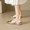 Fashion Cover Toe Low Heel Pumps Women's Sandals Gold Silver Slip On Comfortable Outwear Summer PU Leather Sandals Zapatos De Mujer