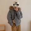 New Big Fur Collar Thickened Loose Short Down Jacket Warm Foreign Style Hooded Jacket Women