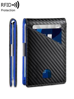 Cartera para hombre RFID antirrobo con cepillo, portátil, doble pliegue, con bolsillo delantero cruzado, tarjetero, multifuncional, 12 ranuras para tarjetas, cartera corta para billetes