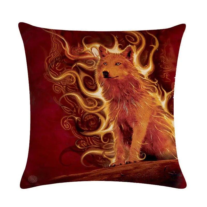 Men's Pillowcase Sofa Decoration Snow Wolf  Northern Forest Night Watchman Colorful Animal Cushion Cover