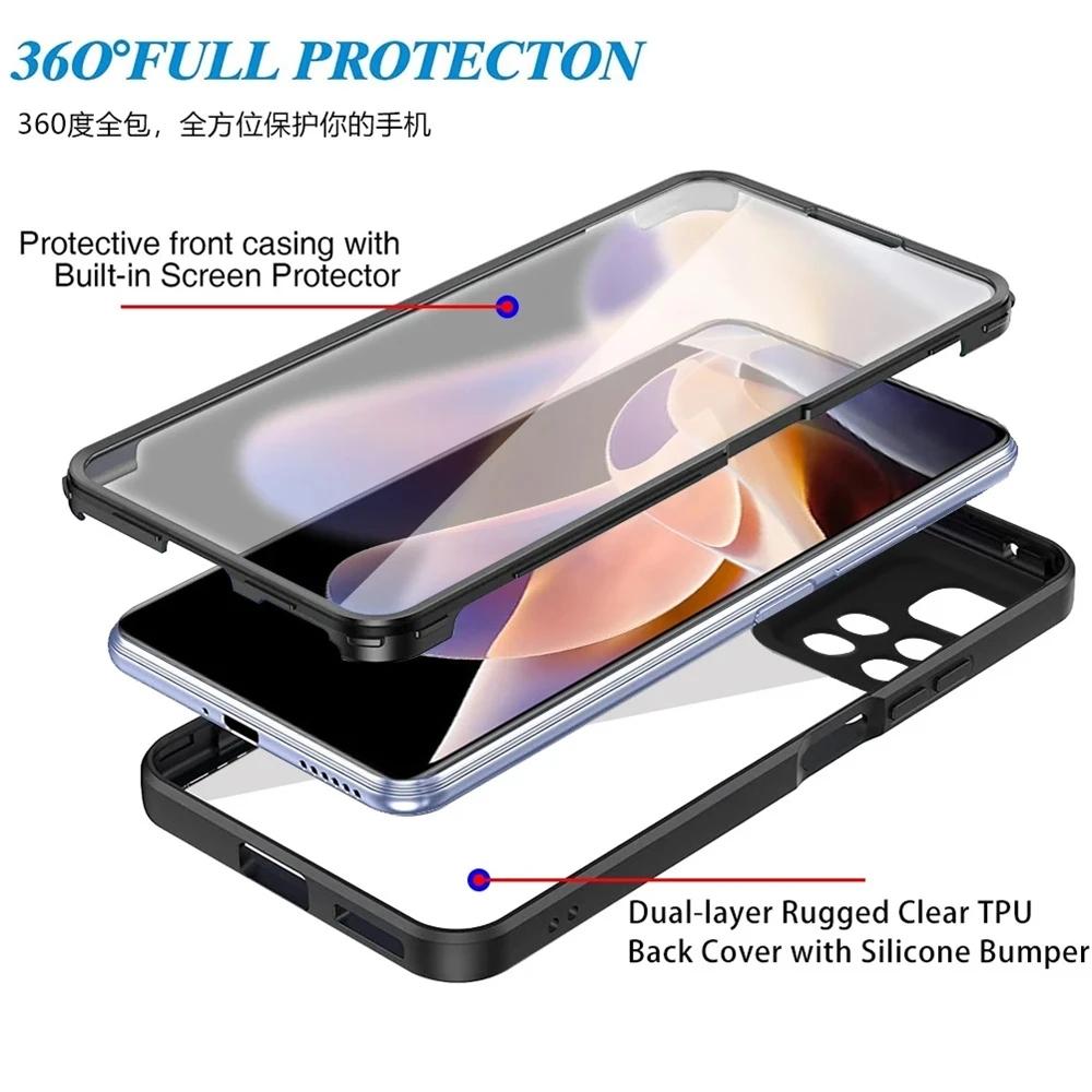جرابات حماية كاملة 360 درجة أمامية وخلفية لهواتف Xiaomi Redmi Note 11 10s 11s 9 Pro 10C Mi 12 lite 12T 11T Poco X4 X3 Pro F3