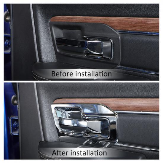 4pcs Interior Door Handle Bowl Cover Trim Frame for Dodge Ram 2011-2017 Chrome