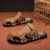 Fashion Genuine Leather Men Slippers Shoes Solid Color Slip On Casual Beach Slides Mens Thick Sole Anti Slip Summer Fashion Sandals