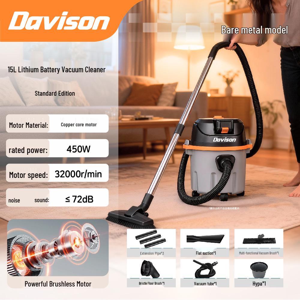 High-Power Industrial Vacuum Cleaner: Strong Suction for Home, Commercial, Car, and Renovation Use; Efficient Dust and Water Removal.