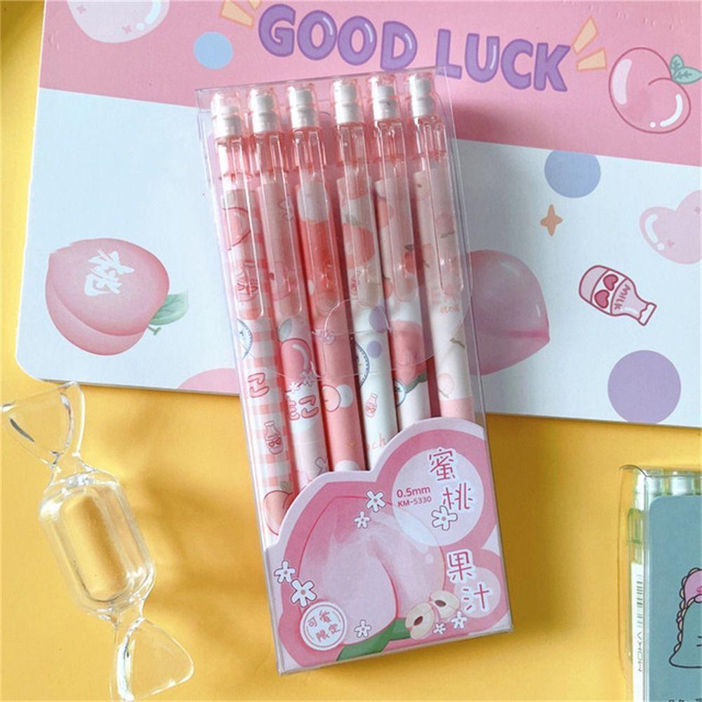 

Cartoon 0.5mm Student with Eraser Press Pen Movable Pencil Mechanical Pencil Automatic Pencils 6Pink Pencil