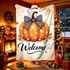 Skull Iced Coffee Cup Pumpkin Cartoon Halloween Print Soft Flannel Throw Blanket Warm Light‑weight Blanket For Sofa Bed Novelty