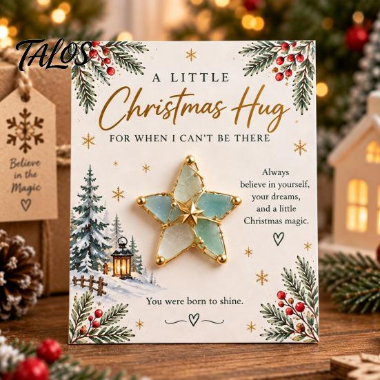 Thoughtful Little Gifts for Christmas Hug Pocket Card, Mini Festive Greeting Card Adorable Characters Decor with Envelope, Holiday Gift Tag