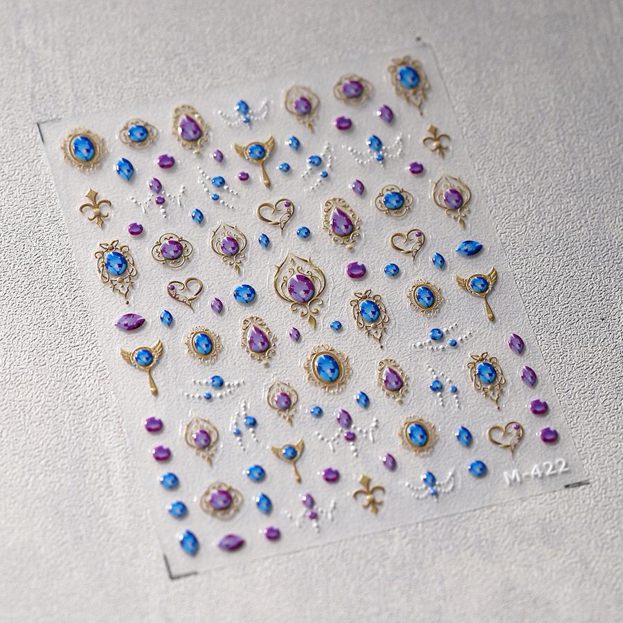 Cat's Eye 5D Gradient European Love Gem Wing Crystal Geometric Colorful Self Adhesive Nail Art Stickers Manicure Decals