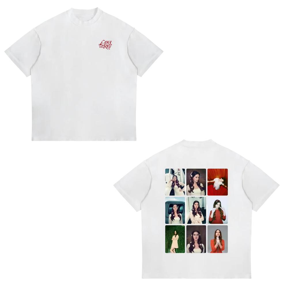 Sängerin Lana Del Rey Inspiriertes Reines Baumwoll-Unisex-Retro-Kurzarm-Mode-Streetwear-T-Shirt im Harajuku-Stil