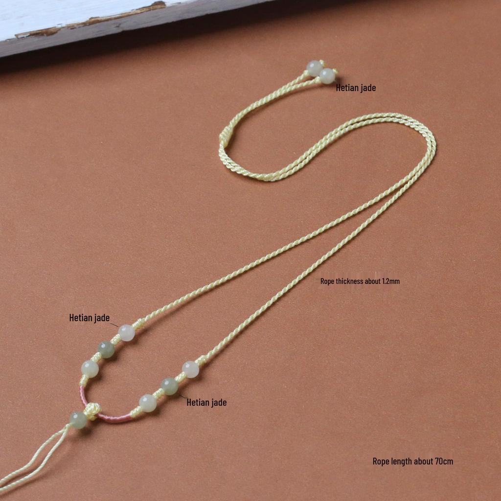Elegantní ručně vyráběný nastavitelný náhrdelník s přívěskem z nefritu Hetian pro muže a ženy