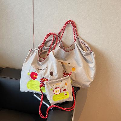 Niche Environmentally Friendly Embroidery Bag Shopping Bag Portable Shoulder Commuter Bag Lazy Bag Versatile Large-capacity Tote Bag