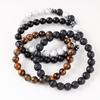 Festive Gifts Lava Rock Tiger Eye And Howlite Beaded Bracelet Set Natural Stone Fashion Jewelry For Men Women Daily Wear Simple Versatile Accessory