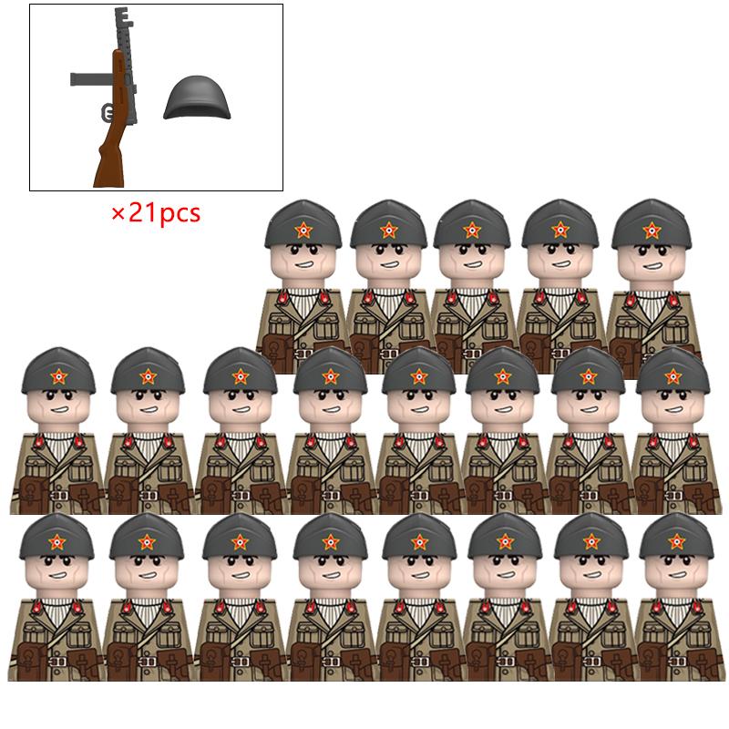 MOC Military Italian Soldier War Action Figures Army Figures Building Blocks Helmet Weapons Accessories Kids for Toys Gifts