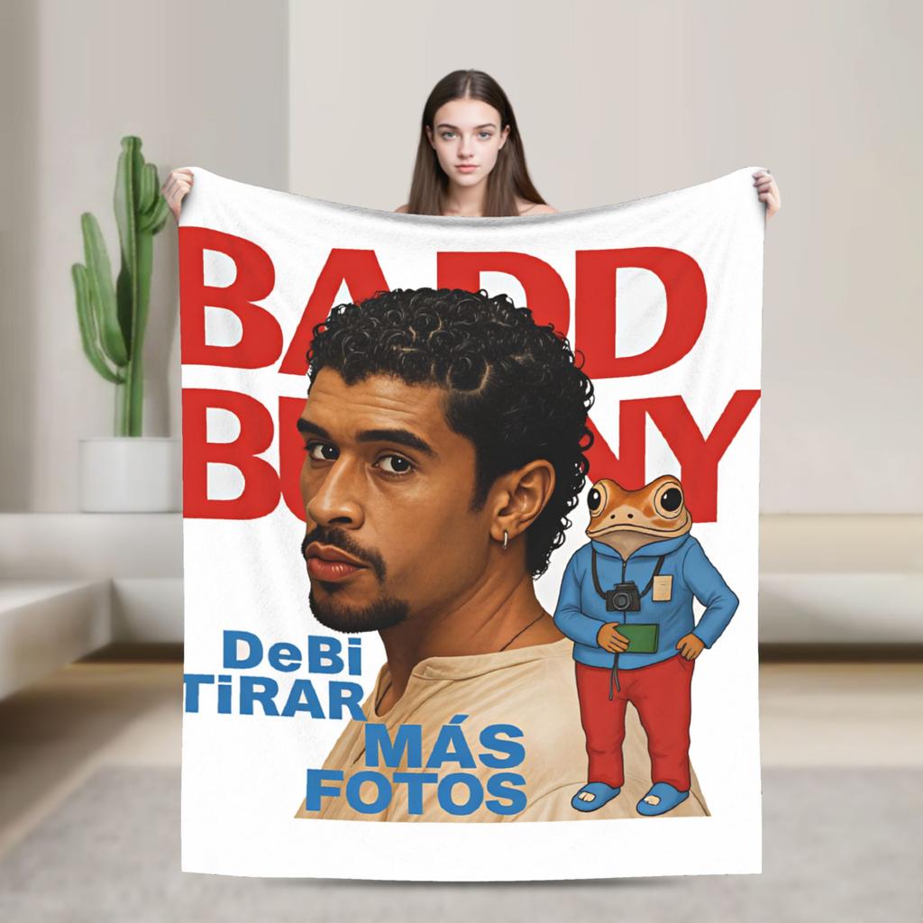 DTMF Mas Fotos Puerto Rico Frog Bad Bunny Album Blanket Soft Plush Throw Blanket For Kids Bedroom Flannel Bedspread Bed Cover