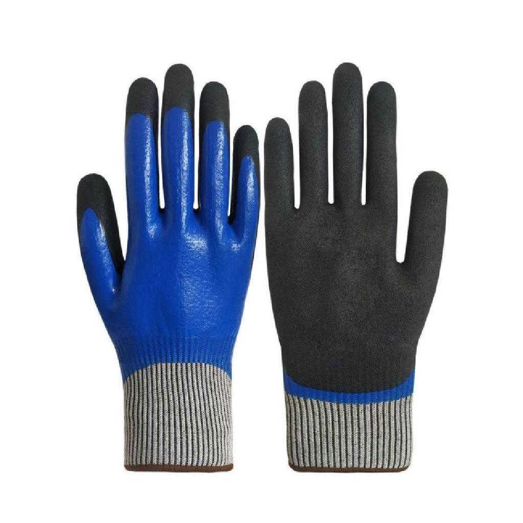 Oil-Resistant Waterproof Cut-Resistant Acid & Alkali Resistant Double-Dipped Nitrile Labor Protection Gloves