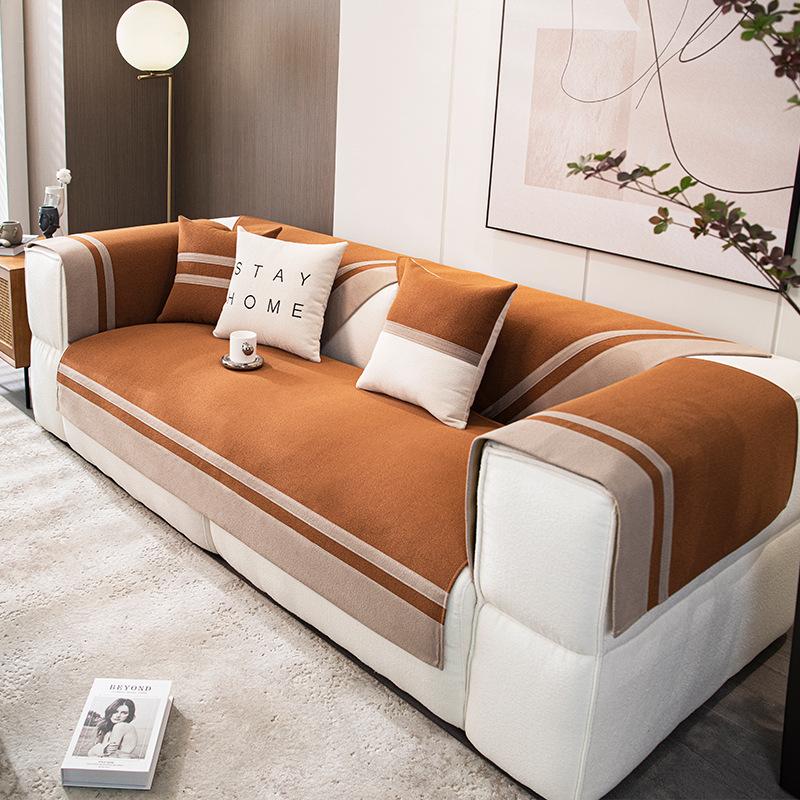Einfarbiges Sofakissen, Ganzjahres-Anti-Rutsch-Anti-Rutsch-Anti-Rutsch-Wohnzimmerbezug, Vollbezug, Stoffhandtuch, leichtes Luxussofa